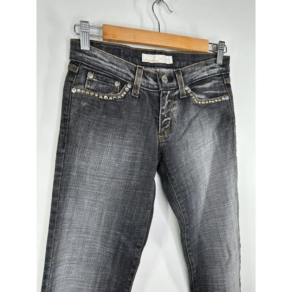 Flying Monkey Dark Wash Black Cotton Blend Denim Bootcut Jeans Women's Size 1 - Picture 4 of 9